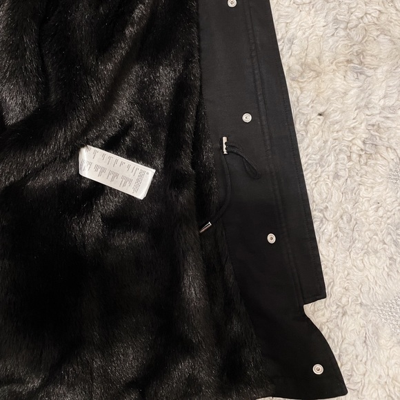 Maje Gafety Faux Fur-Trimmed Cotton-Blend Twill Coat in Black Sz 40 (L) - Picture 7 of 8